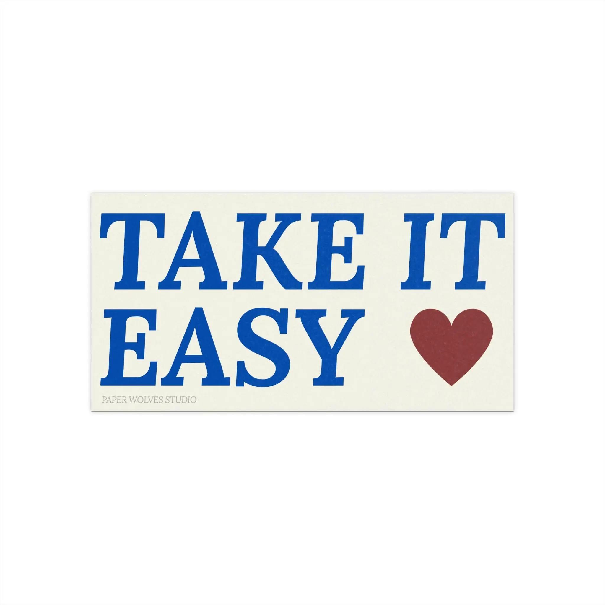 Take It Easy Car Magnet with Heart, Relaxing Positive Message Bumper Magnet, Minimal Vehicle Decor, Chill Driver Gift for Cars Trucks and SUVs