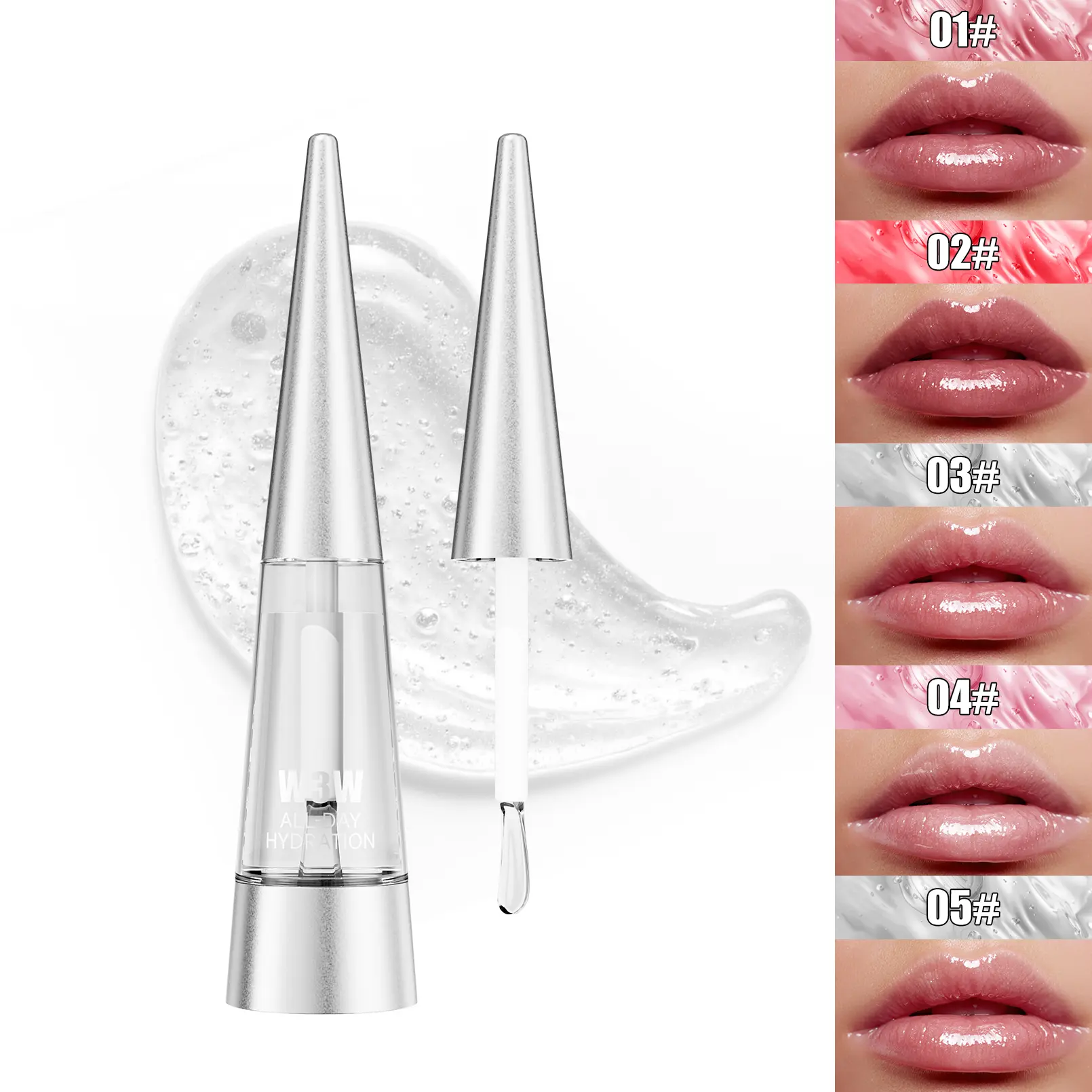 W3w Moisturizing Lip Balm, Hydrating Anti-Chapping Lip Gloss, Lip Moisturizer Gloss, Plump Lips Care, Lip Plumper, Glitter Finish, Liquid Form, Single Item, Hydrating Lipgloss, Hydrating Glassy Lip