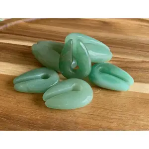 PAIR of Stunning Organic Jade Green Aventurine Keyhole Hanger Ear Weight Tunnels/Plugs - Gauge 0g (8mm) thru 5/8 (16mm)