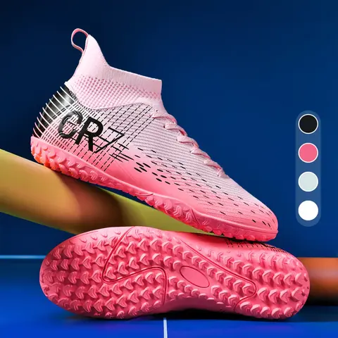 Men's High Top Turf Soccer Cleats, Soccer Footwear, Breathable Non-Slip Lightweight Training, Outdoor Lawn Athletic Sneakers for Adults