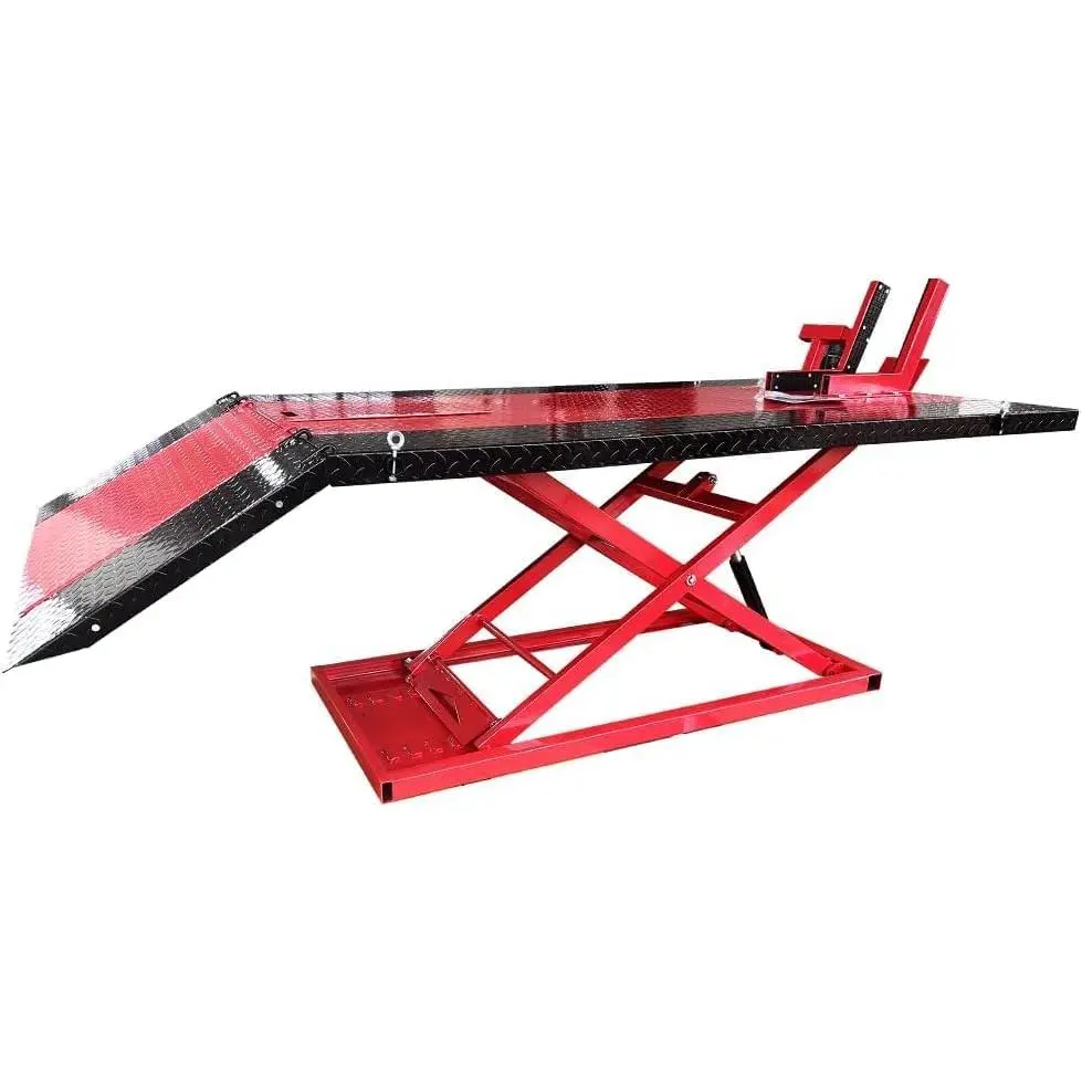 KATOOL 1500lbs Motorcycle Lift Side Extension Motorcycle Jack Table Pedal Hydraulic Pump Lift Table KT-Moto150