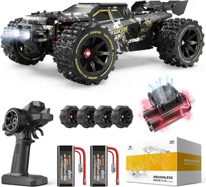 DEERC 14210 1:14 Fast Brushless RC Cars, 2 3S Lipo Batteries 4x4 Waterproof RC Truck, Max 50+ MPH,High Speed Offroad Remote Control Car Outdoorfun