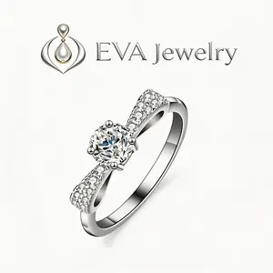 [EVA Jewelry] Bow Ring 925 Sterling Silver Synthetic Moissanite Ring