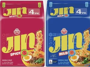 Ottogi Jin Ramen Mild & Spicy Combo Pack Korean Instant Noodles 8 Pack