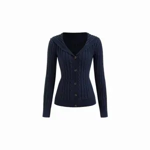 Cider Cable Knit Hooded Long Sleeve Cardigan Dealsforyou