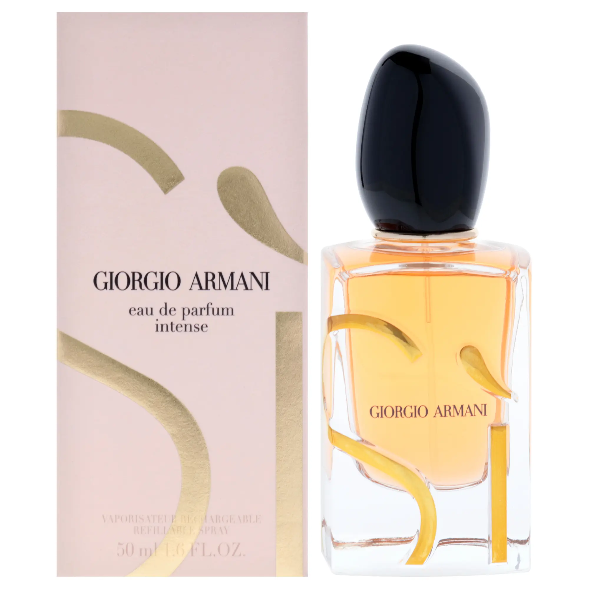 Giorgio Armani Si Intense Women's EDP Spray - 1.7 oz (1 to 1.9 fl oz range), Refillable, Luxurious Fragrance Experience, Sleek Black Cap, Gold Accents, Includes Box