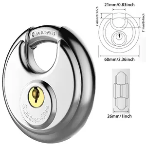Weather Resistant Padlocks, 60mm Laminated Steel, Chrome Plated, Stainless Steel, 2-Inch Shackle, Vinyl Wrapped, Hardened Steel for Extra Security, Secure Lock