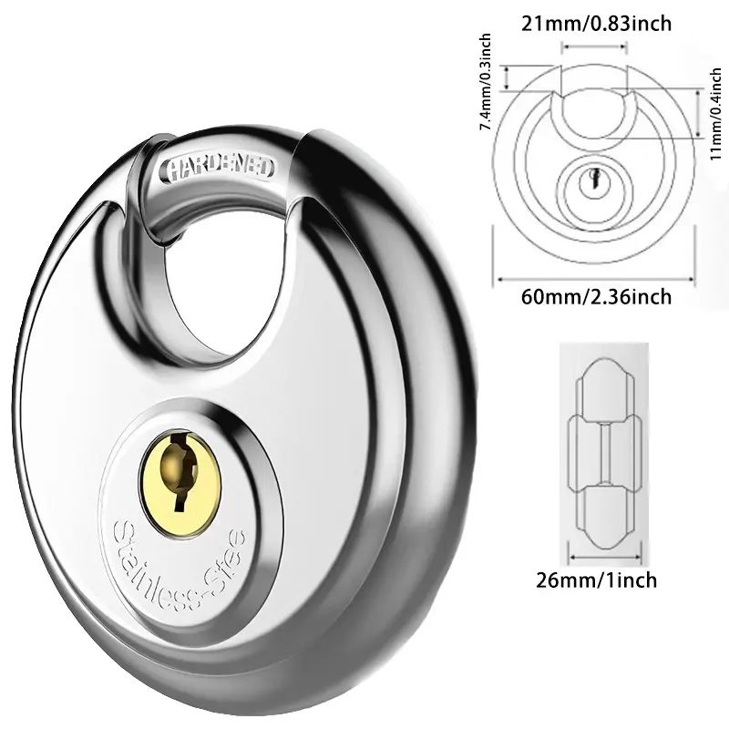 Weather Resistant Padlocks, 60mm Laminated Steel, Chrome Plated, Stainless Steel, 2-Inch Shackle, Vinyl Wrapped, Hardened Steel for Extra Security, Secure Lock, Sturdy Lock, High Security Padlock