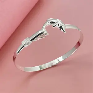 Dolphin  Bracelet Bangle For Her in Silver 925