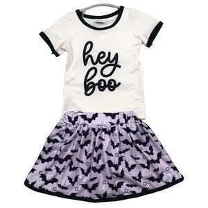 Girl Halloween Outfit Bat Skirt Shorts Set