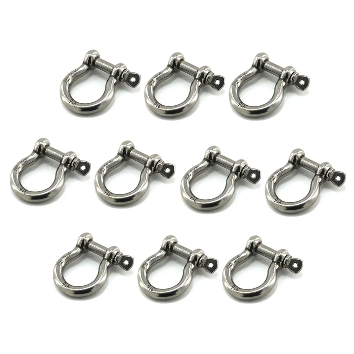 10pcs Anti-Rust Stainless Steel 1/5in Screw Pin Anchor Shackle, Heavy-Duty Bow-Shape Load Clamp for Chains, Wirerope, Hiking, Mining Equipment, 300Kg / 660Lbs Capacity Non-Toxic Outdoor Lifting Tool