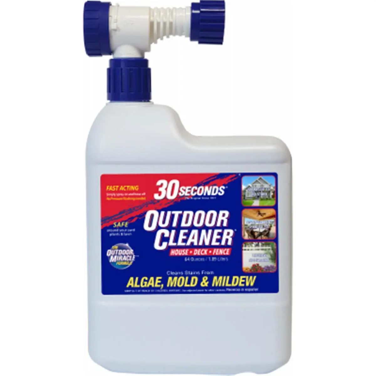 212 MAIN 64oz Large Volume Fast-Acting Outdoor Household Cleaner Liquid with Hose Sprayer - Algae, Mold Stain Removal Solution, Home Cleaning Product
