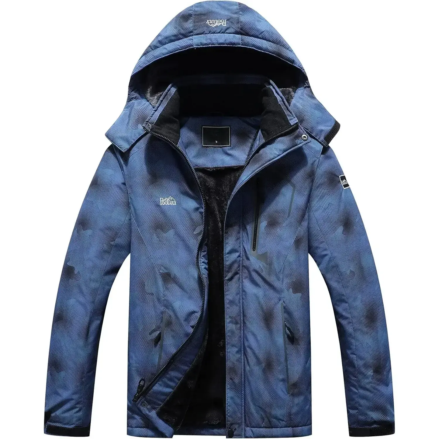 Men's Long Sleeve Waterproof Windproof Soft Shell Ski Jacket - Male Skiing Coat with Adjustable Storm Hood, Quick Dry, US Sizes for Winter Snowboarding