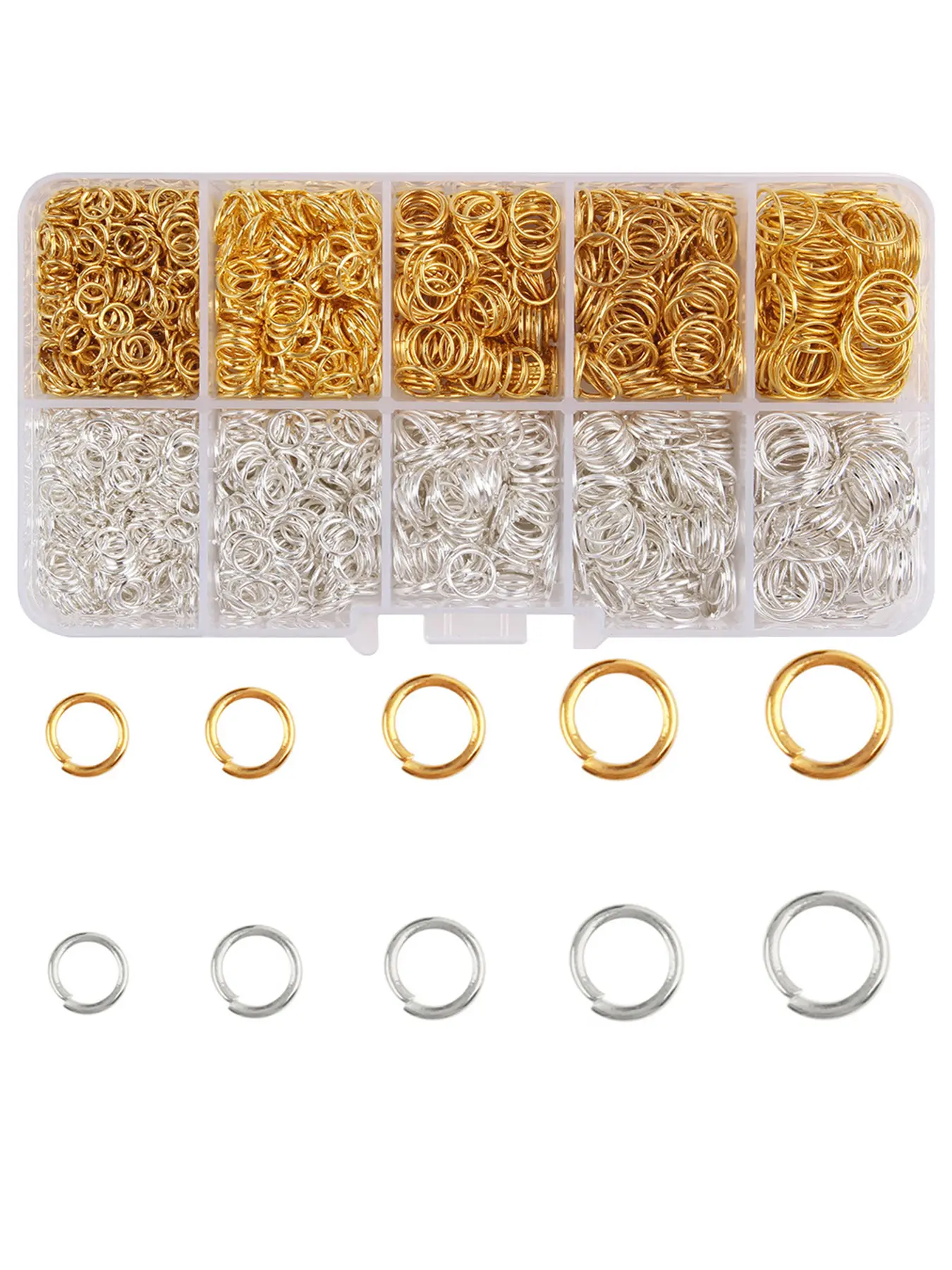 2500pcs Open Jump Rings Set, Multi-Size Jewelry Making Supplies, DIY Earrings Necklace Bracelet Accessories, Beading Accessories