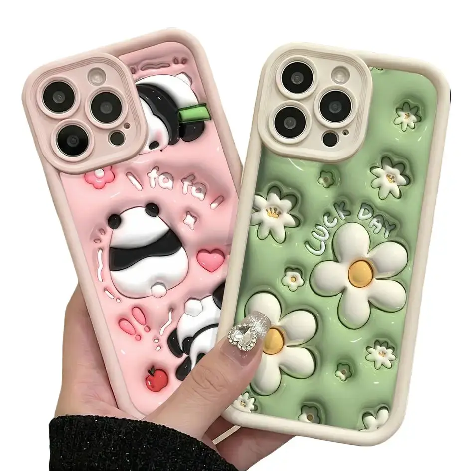 Cute Cartoon Panda Phone Case For Samsung Galaxy S26 S25 S24 S23 S22 S21 FE Ultra A17 A16 A15 A14 A13 A33 A34 A35 A36 A52 A53 A54 Camera Protection Shockproof Cover