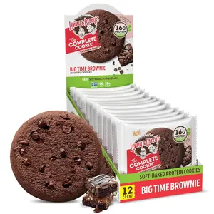 Larry's The Complete Cookie, Big Time Brownie, Soft Baked, 16g Plant Protein, Vegan, NonGMO, 4 Ounce Cookie (12)
