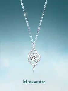 Elegant 1ct Women's Moissanite Dainty Necklace Pendant S925 Silver Color Chain, Ideal for Daily Wear & Vacation, Perfect Birthday Gift