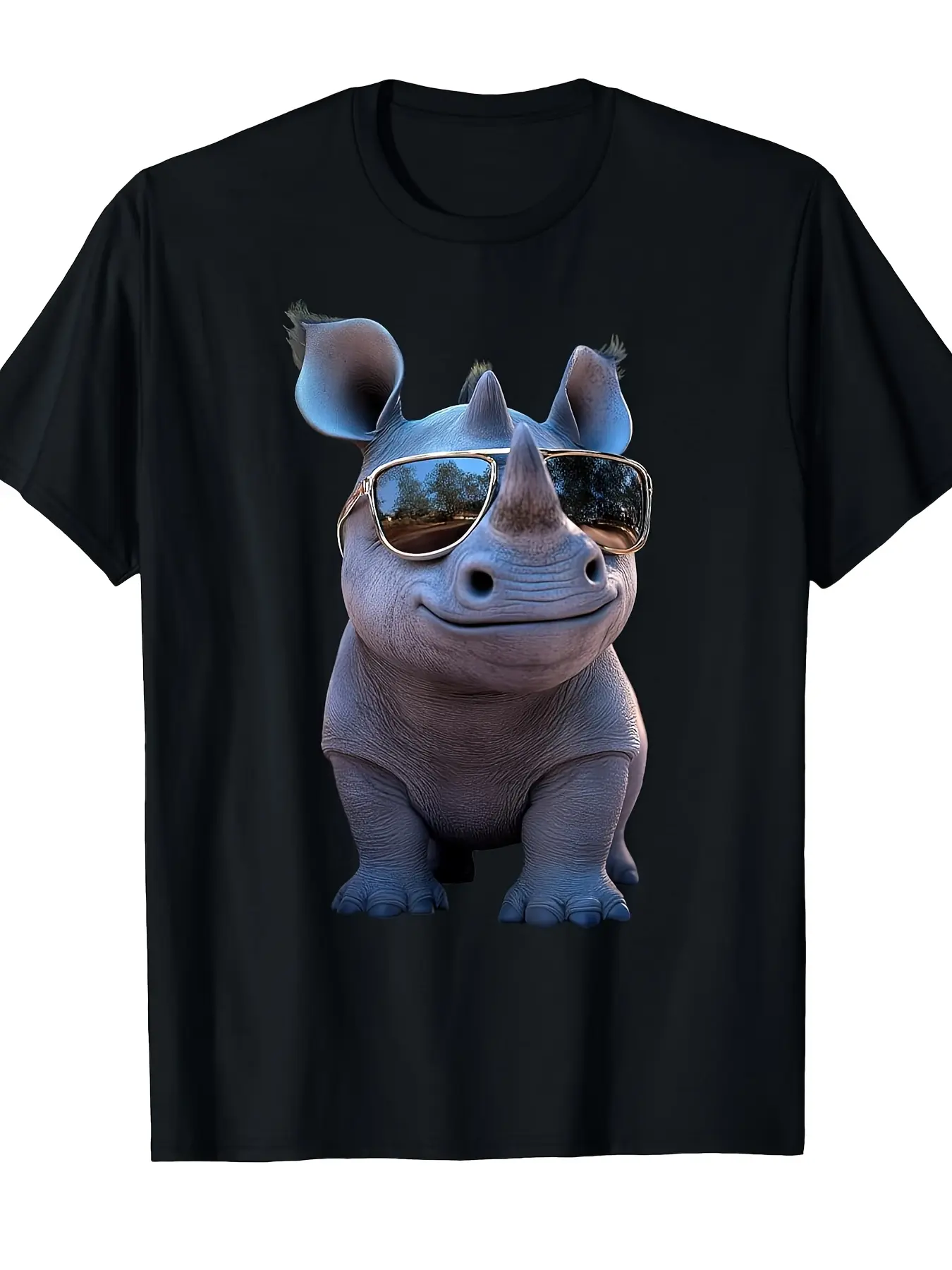 Rhino Rhinoceros White Rhinoceros Safari Cute Rhin unisex soft cotton short sleeve t shirt, vintage graphic casual tee for men women teens, perfect birthday holiday gift for camping travel gym daily street  wear