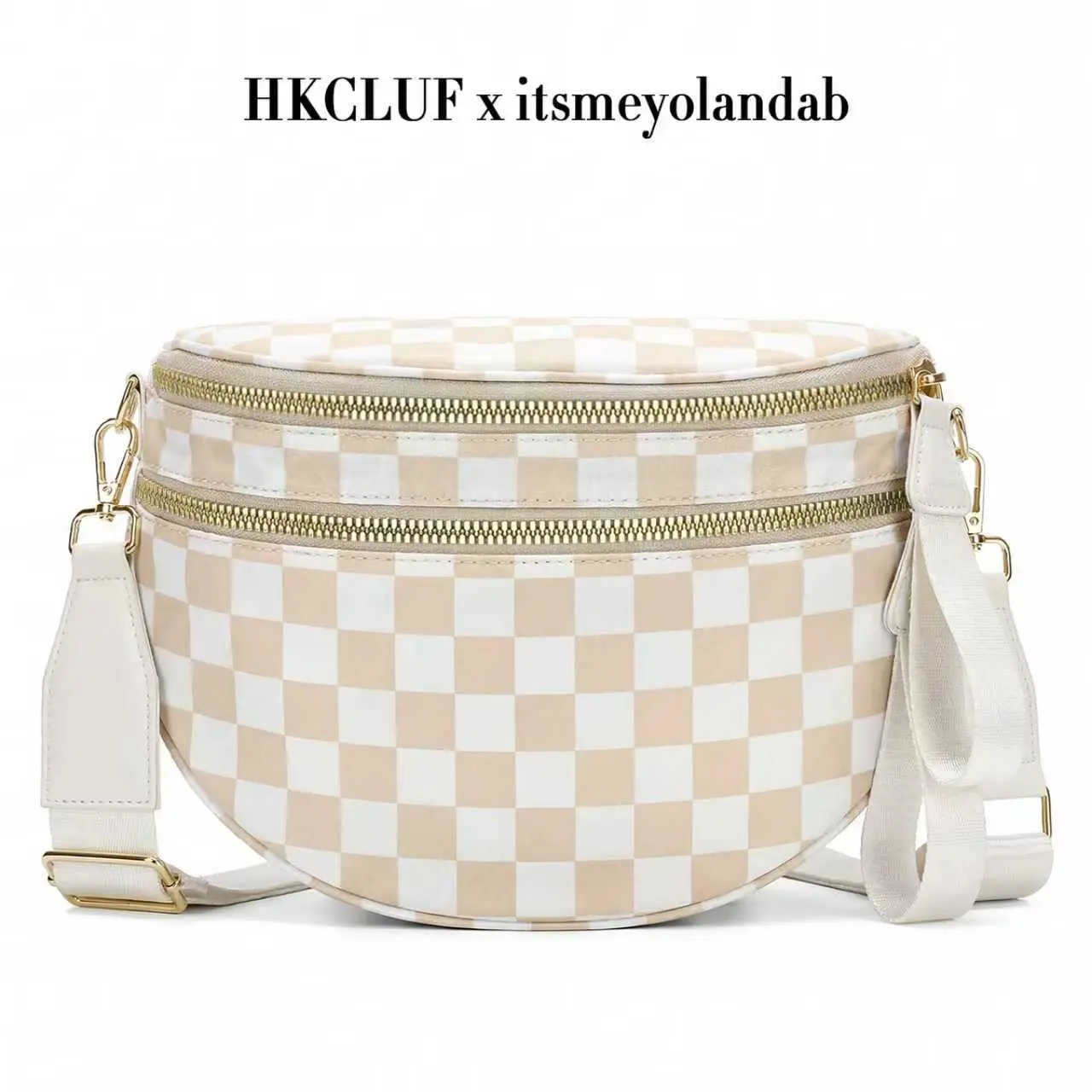 HKCLUF X itsmeyolandab CN6030 Checkered Crossbody Bag Nylon Bum Bags for Women Spacious Handbags Purse Fanny Packs with Adjustable Shoulder Strap #minimalist daily essentials