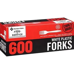 Member's Mark Heavyweight White Plastic Forks 600 Count - Strong & Durable for Home Office and Picnics