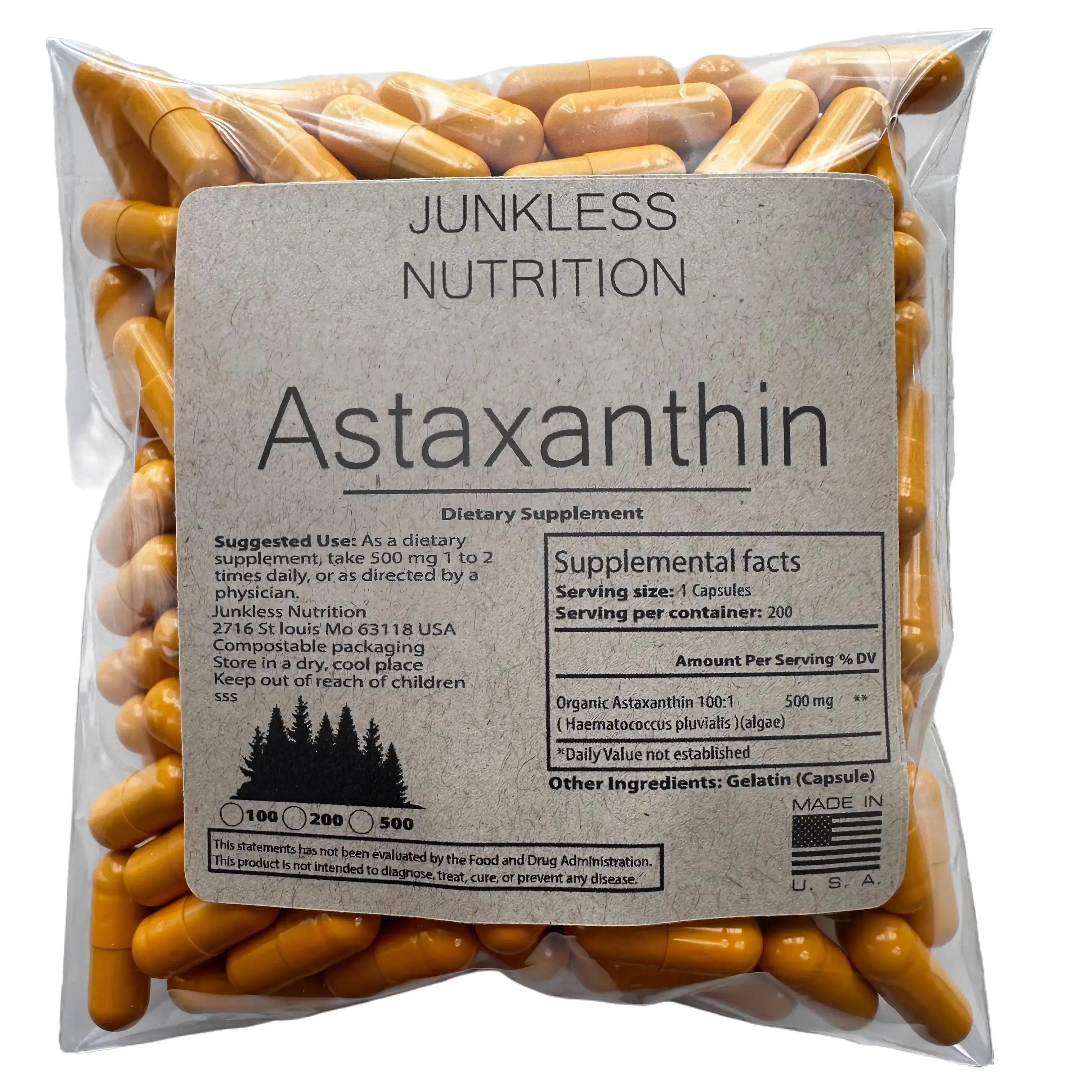 PURE Astaxanthin  -500 count- capsules Dietary herbal Supplement
