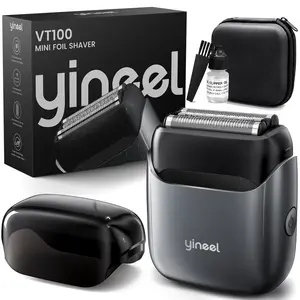 Yineel VT100 Electric Foil Shaver for Men, Pocket-Sized with Case, Sleek Portable Mini Electric Razor, 90mins Runtime, 3 Floating Blades, Travel-Friendly, IPX7 Waterproof, Gifts for Men, Perfect Father's Day Gift for Dad