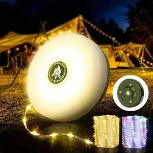 Rechargeable 32.8FT Camping String Lights - 2 In 1 Quick Storage Tent Lights With 5 Lighting Modes - Hanging Portable LED Lamp For Bedroom Yard Decor Christmas Camping Essentials