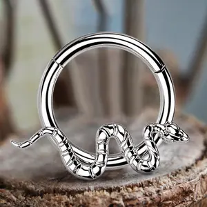GTHIC 16 Gauge Snake Titanium Septum Piercing Ring for Men Women Animal Jewelry Accessories Daily Wear