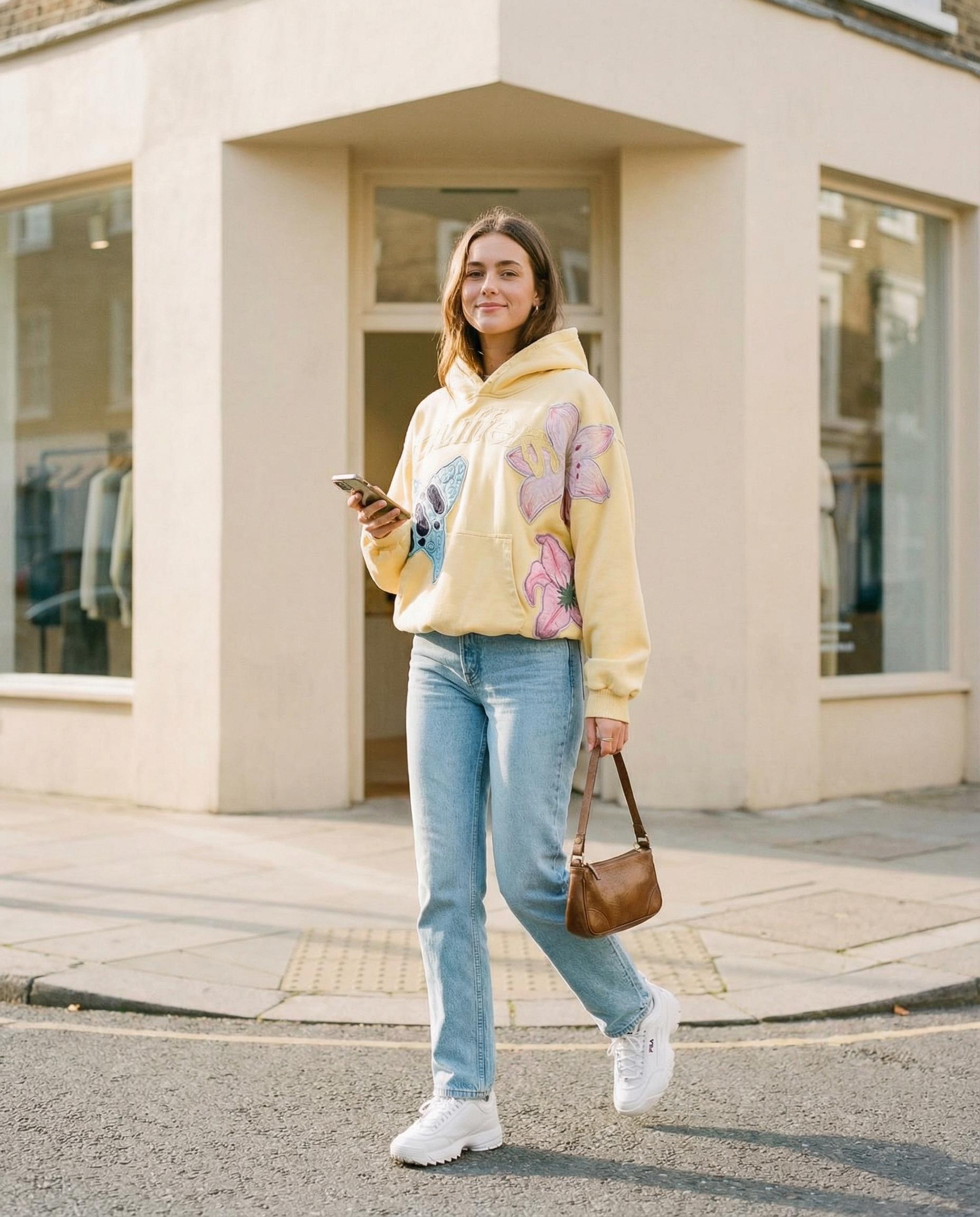 Women’s Y2K Oversized Hoodie Comfy Heavyweight Sweatshirt  Floral Applique Embroidery Vintage Indie Cozy Streetwear