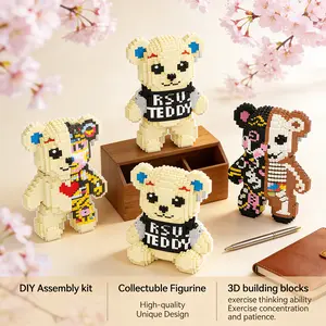 Multicolor Surprise Gift Heart Bear 3D Puzzle Blocks Decoration, Bookshelf Home Office Cabinet Decor, Party Living Room TV Stand Display