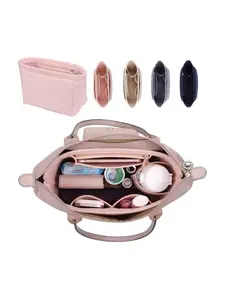 2026 Tote Bag Organizer Compatible with Longchamp Handbags and more, Travel Bag Organizer, purse accessories, Handbag organizer Insert, Felt handbag organizer, Organizer Devides with Zipper, storage bag with a cup holder, Purse Insert for Women