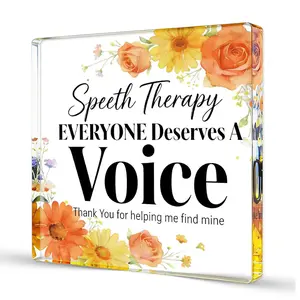 Speech Therapy Valentine Gifts Teacher Appreciation Gifts Acrylic Desk Decor Sign Thank You Plaque for Speech Language Pathologist Therapist Office Decor Special Education Teacher Birthday Retirement Gift Idea