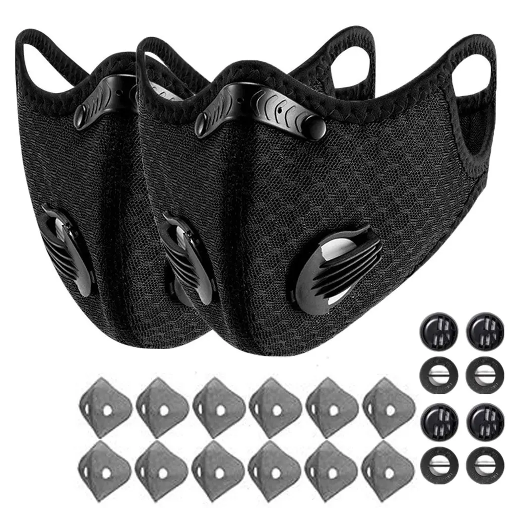 2-Pack Unisex Athletic Face Masks - Reusable, Detachable, Adjustable, Breathable Outdoor Dustproof Mask with Snug Fit for Running, Gardening