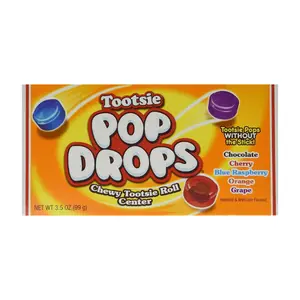 Tootsie Pop Drops Theatre Box 3.5oz - Chocolate, Cherry, Blue Raspberry, Orange & Grape Flavored Candies