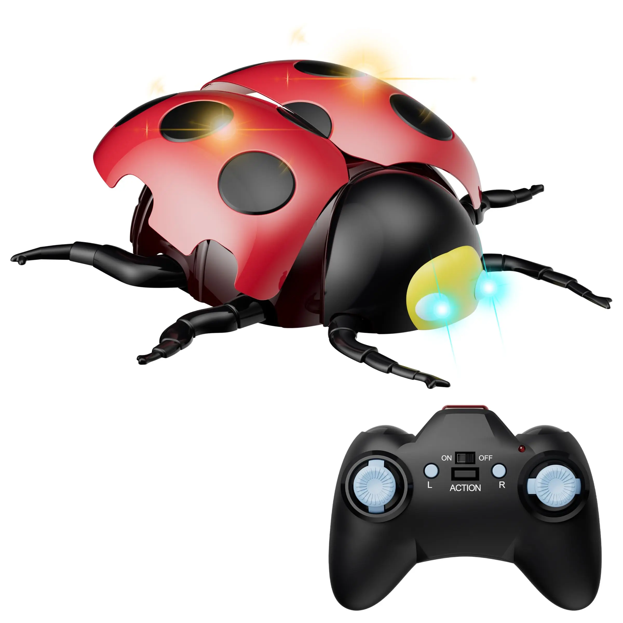 Contixo Ladybug Shape Wall Climbing RC Toy for Kids Ages 8-10 Years, with LED Lights, Rechargeable Design, Fluttering Wings, 360° Spins, Dynamic Moves, Fast Turns, Ideal for Birthdays