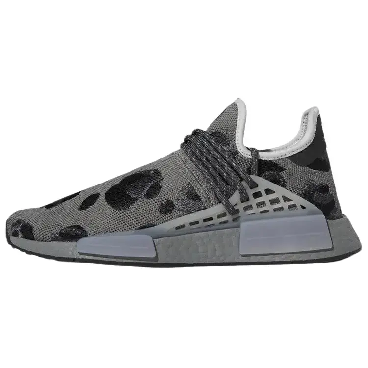 Adidas NMD Human Race 'Animal Print - Ash' x Pharrell Men's Closed Lace-Up Athletic Shoe, Zebra Print Foam Footwear, Boost Cushion, Flexible Rubber Basic Street Wear Sneaker for Collectors