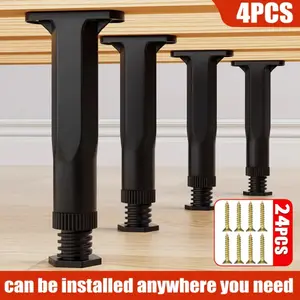 Adjustable Bed Risers 4/8-Pack Heavy-Duty PVC Leveling Feet with Screws 13.5-22cm Extendable Legs for Bed Frame Sofa Table TV Stand Furniture Stabilizers Height-Adjustable Leg Extenders Hardware Parts Industrial 16PCS
