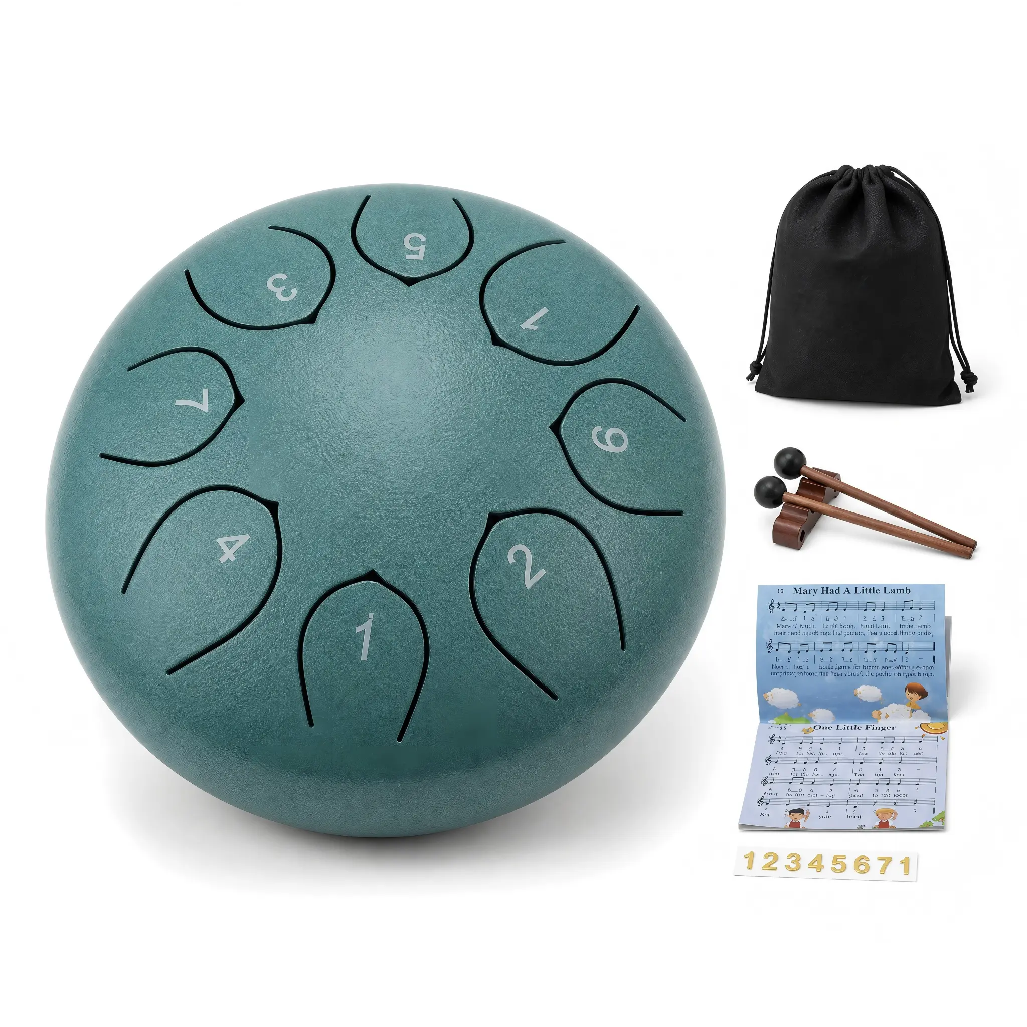 6-Inch 8-Note Steel Tongue Drum, Portable Mini Handpan Percussion Instrument with Mallets, Storage Bag & Music Book, Healing Gift for Outdoor Travel, Kids & New Music Beginners (Musical Enlightenment)