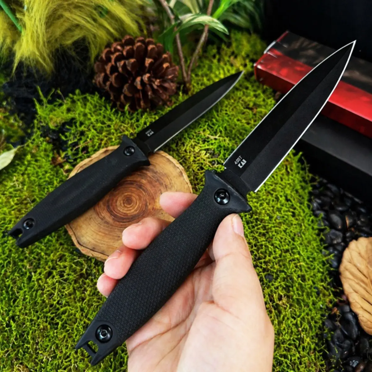 Men's 8Cr13MoV Steel Fixed Blade Knife - Black Oxide Coating, Lightweight Full Tang, Non-Slip ABS Handle, Portable EDC Utility Fixed-Blade Knives, Outdoor Tools, Survival Equipment, Camping Gear, Father's Day Gift for Outdoor Enthusiasts
