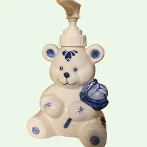 The Vintage Kitty Arizona Ceramic Delft Blue & White Chinoiserie Soap Dispenser | 6” Tall, 3.5” Wide | Cottagecore & Vintage Bath Decor