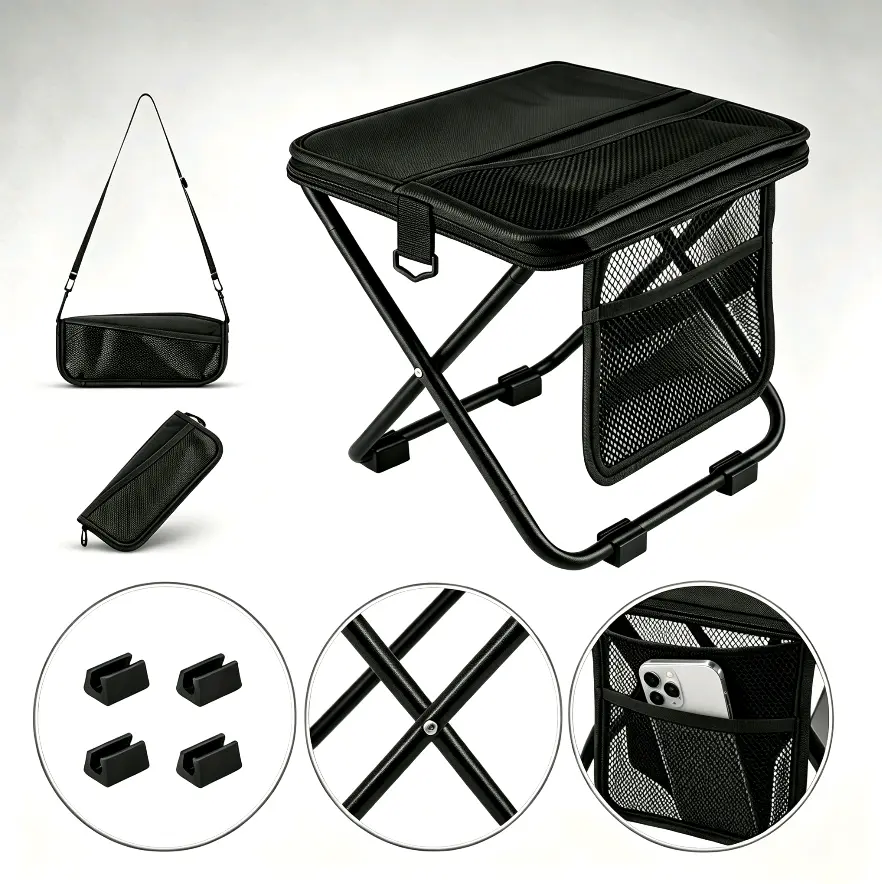 Camping Chairs, folding chair, 1.3 lbs ultra light, Max Load Capacity 265lbs, Portable outdoor folding chair with pocket, For Queuing, Fishing, Hiking Tours, Outdoor Activities Camping Accessories, Camping supplies