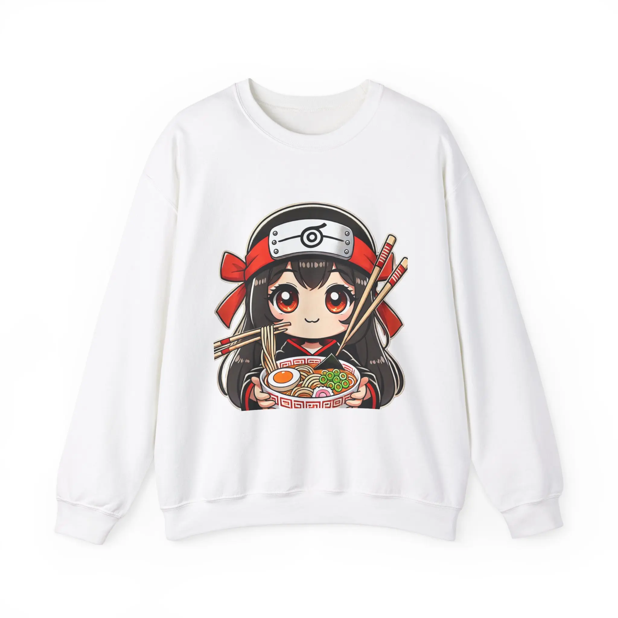 Ninja Girl Ramen Sweatshirt, Japanese Anime Inspired, Cozy Jumper, Cute Kawaii Top, Noodle Lover Gift, Graphic Design Pullover
