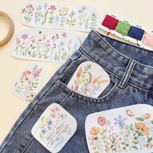 Colorful Wild Flowers Border Flowers Embroidery Patterns Stick & Stitch
