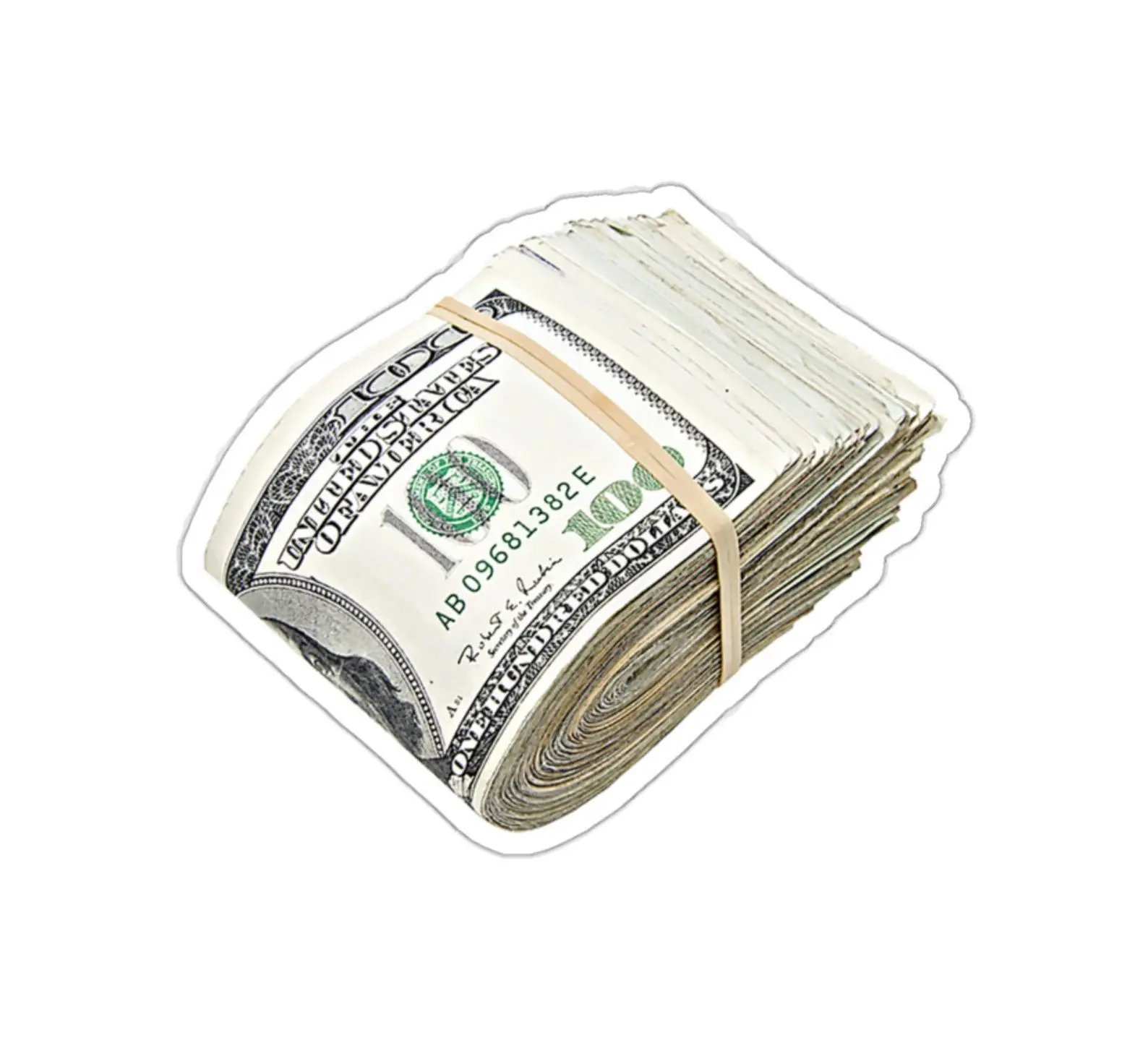 Rubber Banded Money Stack Sticker - Kiss Cut Sticker