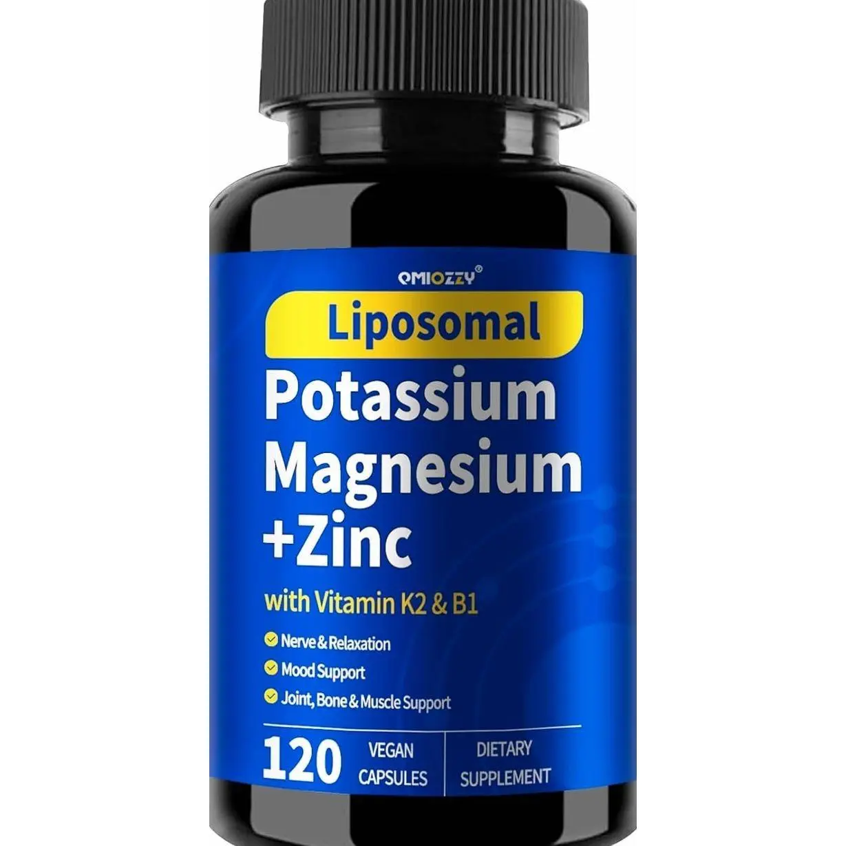 Potassium Magnesium Supplement, 1600mg Liposomal Magnesium Aspartate, Potassium Chloride, with Zinc, K2, Vitamin B1 for High Blood Pressure, Support Vascular, Bone & Leg Cramps, 120 Veg Capsules