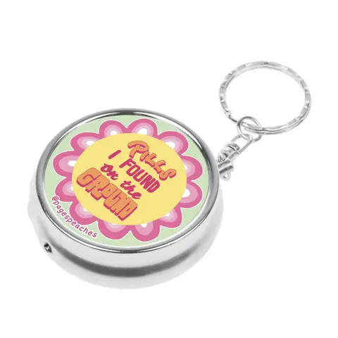 Page's Peaches Travel Pill Case Organizer - 3-Way Divider, Keychain Accessory, Cute Design for Medications and Accessories