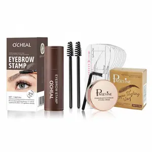 【All-in-One Brow Essential Kit with Easy】Christmas and New Year gifts Stamp Stencil & Clear Quick-Dry Gel Waterproof High Pigment Natural Look Perfect for Holidays Professional Grunge Makeup Tools Set Eyebrow Tattoo Finish Matte Lipstick and Long Lasting