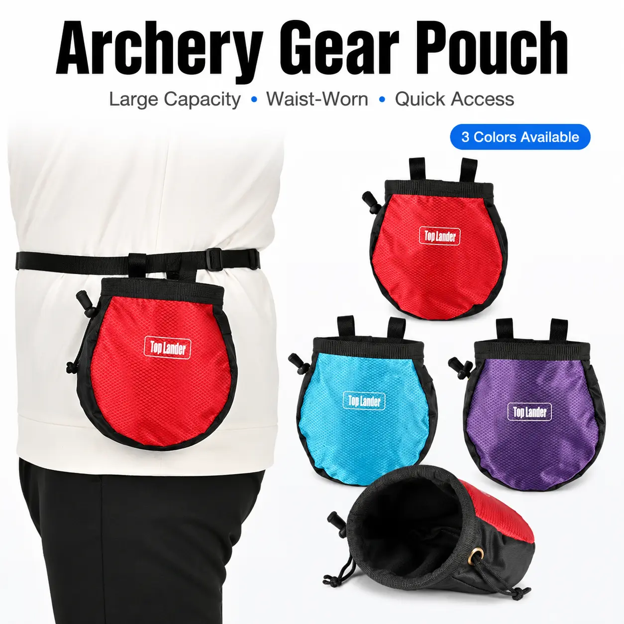 Unisex Archery Fleece-Lined Waist-Worn Drawstring Bag - Linen-Enhanced Pouch with Adjustable Belt, 115.1g Lightweight Outdoor Gear Holder for Release Aids, Finger Tabs, Hiking