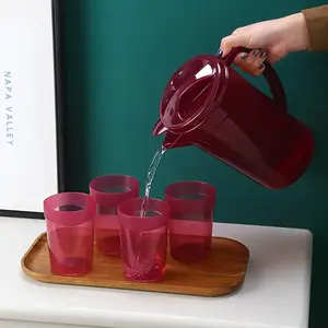 Plastic Kettles (1.5Liter/50.7oz), Kettles Water Pitcher with Lid And 4 Cups, Iced Tea Pitcher, Water Carafe, Jar Pitcher, Water Jug with Handle for Hot Water, Iced Tea, Lemonade, Juice.BPA Free, Shatterproof Drinkware Beverage