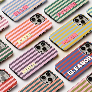 Custom Striped Phone Case, Personalized Name Case Cover for iPhone 17 & More